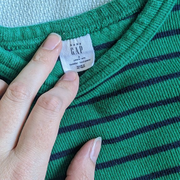 Toddler Green & Navy Blue Striped Sweater - Picture 3 of 3